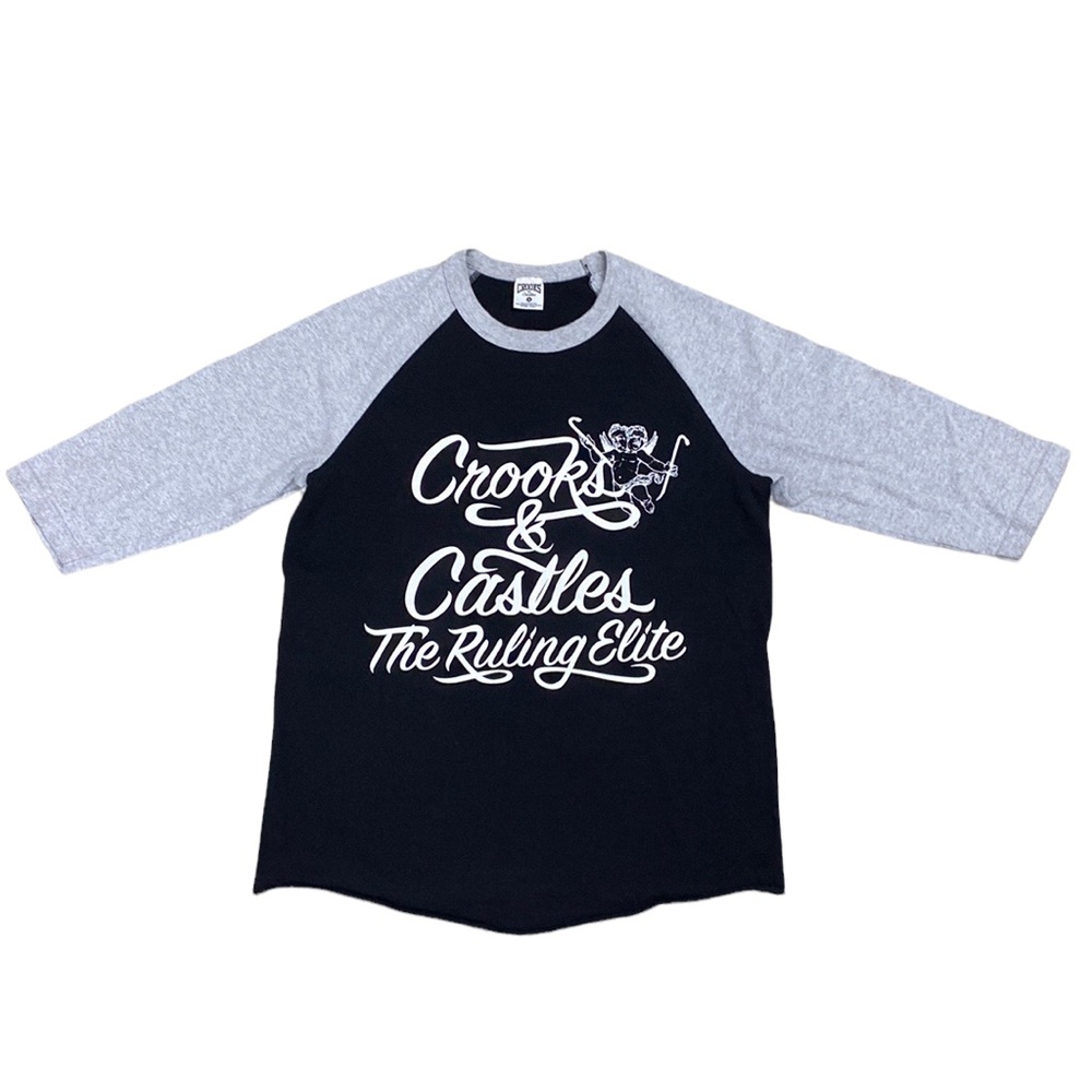 Mens Crooks and Castles The Ruling Elite 3/4 sleeve Jersey, Black and Wh…
